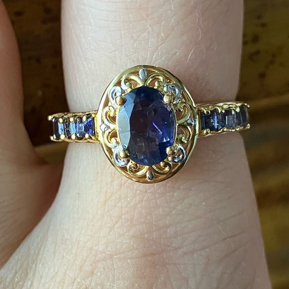 Natural Iolite Sterling Silver Ring Size 8